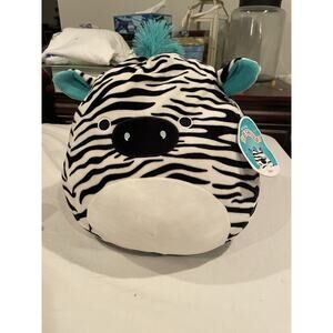 Squishmallow Kellytoy 12” Zeke the Zebra Super Pillow Soft Plush Blue Mane NWT